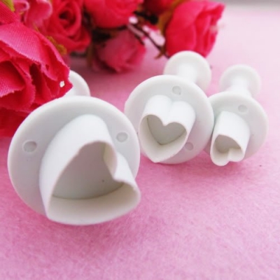 3pcs/set Mini Heart Fondant Biscuit Cookies Cake Decorating Plunger Cutter Tool Mould[010113 ]